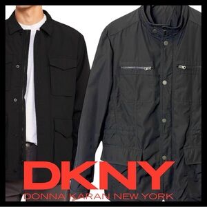 DKNY Black Water Resistant Utility Jacket Coat (L)